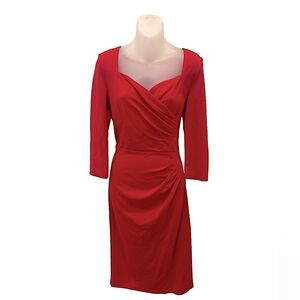 Newdow Classic Collection Red Cocktail Boutique Fitted Dress Large L NWT
